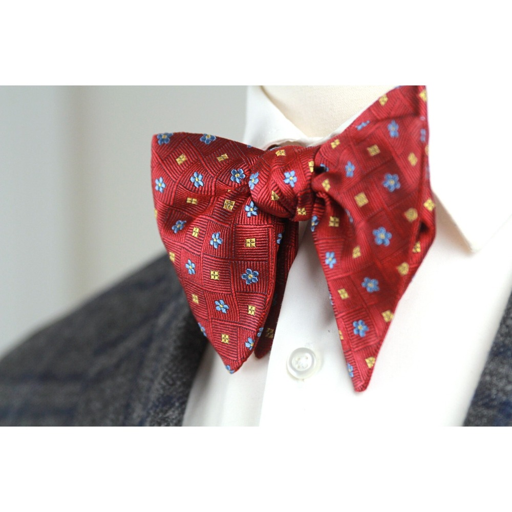 Men's Self-Tied Big‎ Butterfly Bow Tie Red Ornamental Pattern S717